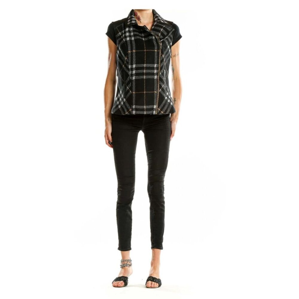 CAbi Black Plaid Moto Vest Style 517 Medium - Picture 9 of 15